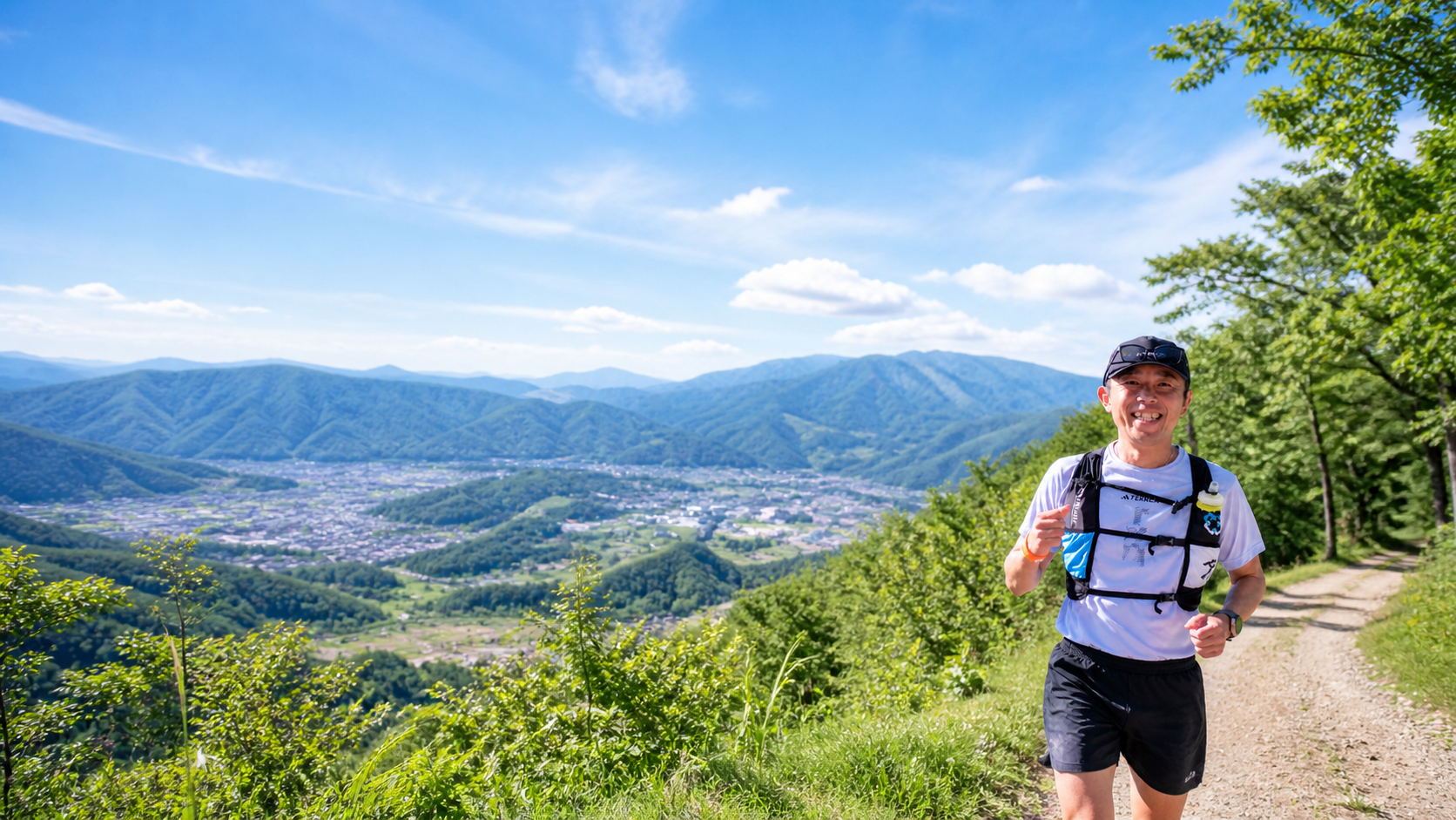 秩父の山を走るランナー
